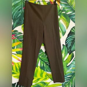 Leggiadro 8 Lightweight Wool Blend Brown Crop Slit Work Office Teacher Pants
